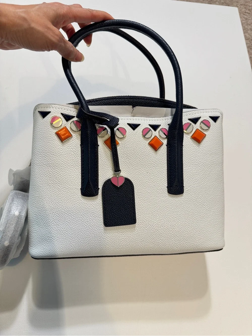 NWT Kate Spade Medium Margaux Jeweled Leather Satchel Handbag